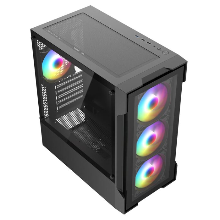 CiT Tsunami Black MATX 4 x120mm Inner-Ring ARGB Fans - Image 4