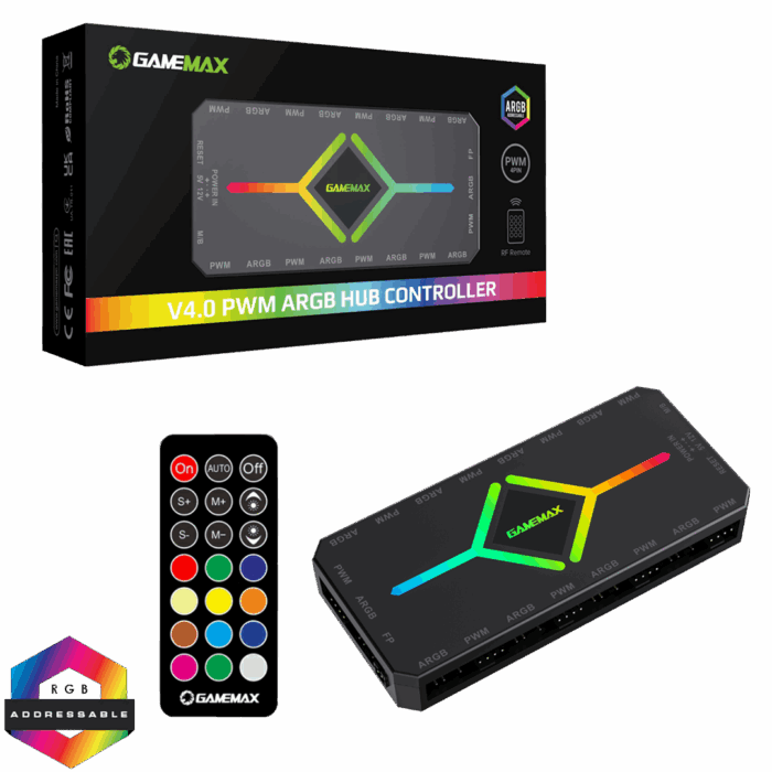 GameMax 9 Port HUB V4.0 GameMax 9 Port HUB V4.0 PWM ARGB SYNC & RF Remote - Image 1