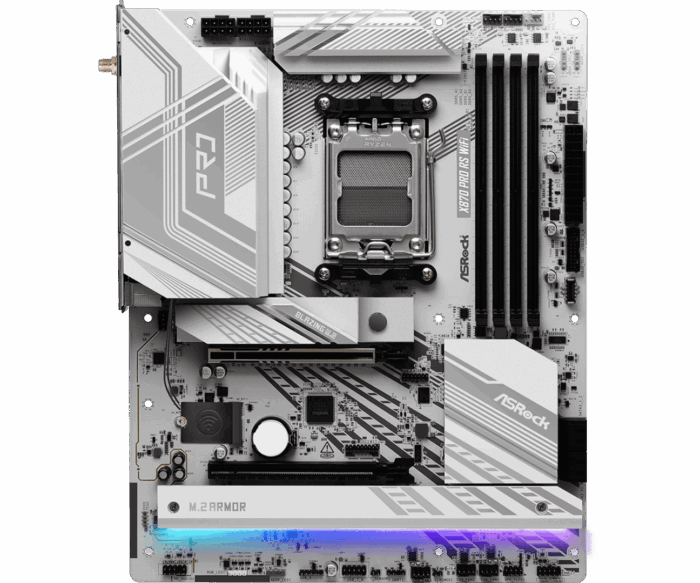 Asrock X870 PRO RS WIFI, AMD X870, AM5, ATX, 4 DDR5, HDMI, 2 USB4, Wi-Fi 7, 2.5G LAN, RGB, 3x M.2 - Image 2