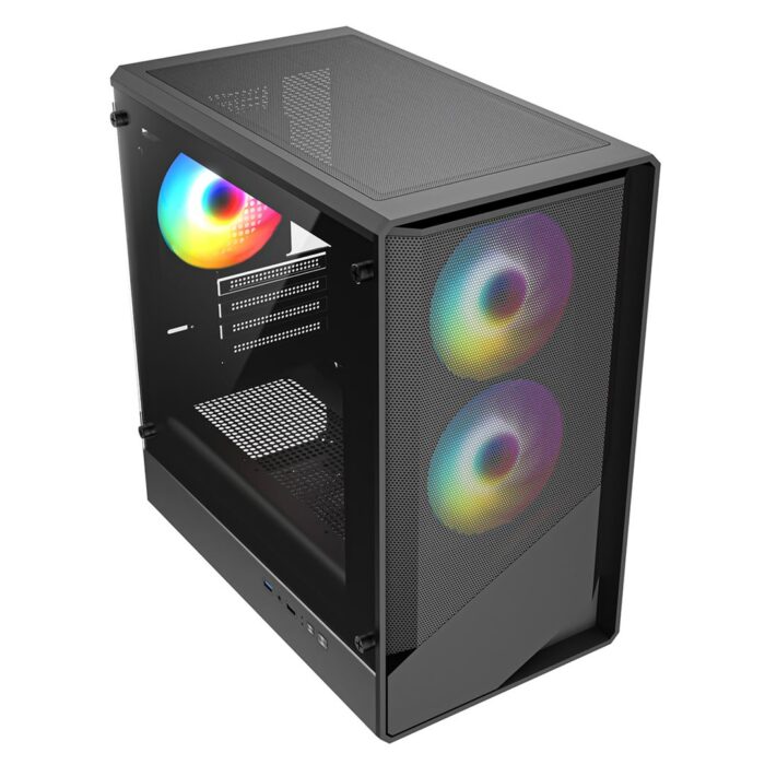 CiT Level 5 Micro ATX Mesh Gaming Case 3 x ARGB Fan - Image 4