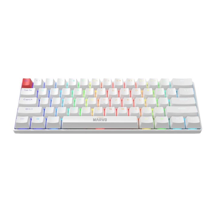 Marvo Scorpion KG933G Saber 61 W Marvo Scorpion KG933G Saber 61 Wired Mechanical RGB 60% Gaming Keyboard (White) - Image 1