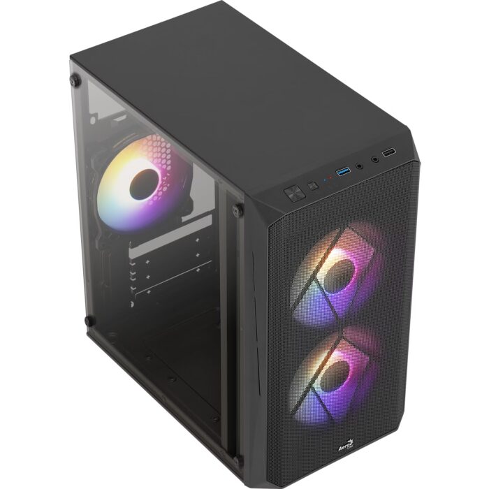 Aerocool CS-107 v2 FRGB Mini Tower Case - Black - Image 3
