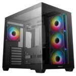 DeepCool CG530 4F Mid-Tower Case Black with Tempered Glass Panels, 4 Pre-Installed ARGB Fans