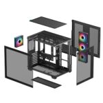 DeepCool CG530 4F Mid-Tower Case Black with Tempered Glass Panels, 4 Pre-Installed ARGB Fans - Image 3