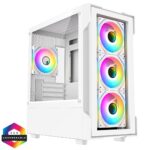 Cit Bolt White Micro-ATX Gaming Case With 4 x 120mm ARGB