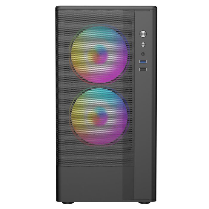 Cit F3M Black Micro-ATX Mesh PC Gaming Case with 3 x 120mm ARGB Fans Included - Image 3