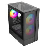 Cit F3M Black Micro-ATX Mesh PC Gaming Case with 3 x 120mm ARGB Fans Included - Image 2