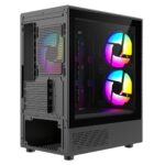 Cit F3M Black Micro-ATX Mesh PC Gaming Case with 3 x 120mm ARGB Fans Included - Image 5