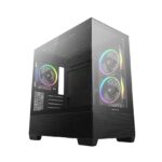 DeepCool CG380 3F Micro-ATX Gaming Case Case Black Panoramic Tempered Glass Side Panel, Mesh Airflow Front