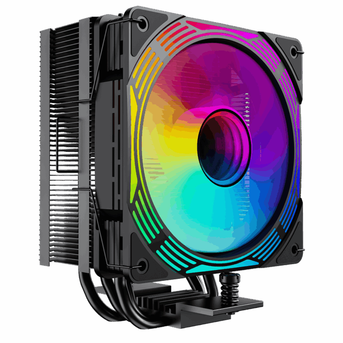 GameMax Ice Force Black CPU Cooler With 120mm PWM ARGB Infinity Fan 4 x Heat Pipes TDP 200W - Image 2
