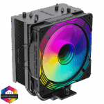 GameMax Ice Force Black CPU Cooler With 120mm PWM ARGB Infinity Fan 4 x Heat Pipes TDP 200W
