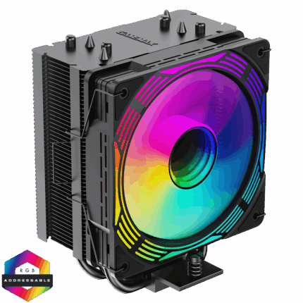 GameMax Ice Force Black CPU Cooler With 120mm PWM ARGB Infinity Fan 4 x Heat Pipes TDP 200W