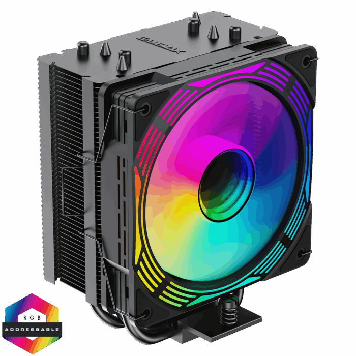 GameMax Ice Force Black CPU Cooler With 120mm PWM ARGB Infinity Fan 4 x Heat Pipes TDP 200W - Image 1
