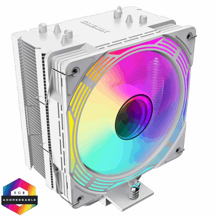 GameMax Ice force White CPU Cooler With 120mm PWM ARGB Infinity Fan 4 Heat Pipes TDP 200W - Image 1