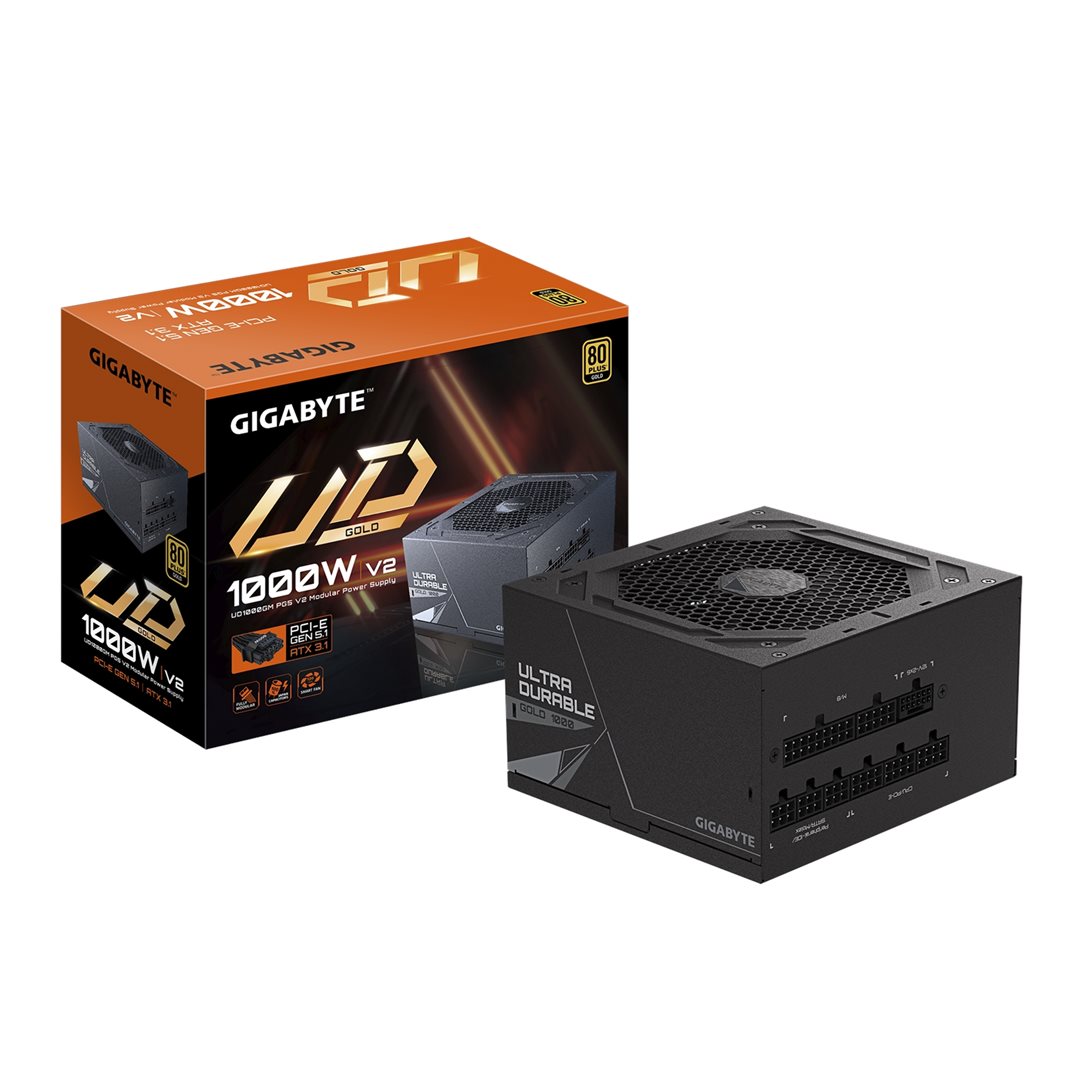 Gigabyte UD1000GM PG5 Gigabyte UD1000GM PG5 1000W PSU V2, PCIe Gen 5.1, 80 PLUS Gold, Fully Modular, 120mm Fan, ATX 3.1 - Image 1