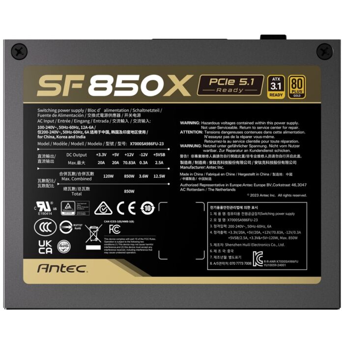 ANTEC SF850X 850W Fully Modular ITX Power Supply, 80Plus Gold - Image 3