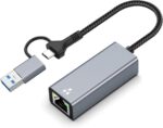 USB C & A to Ethernet Adapter, USB 3.0 to Ethernet, 1000 Mbps LAN Adapter for Windows, MAC OS, Linux