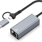 USB C & A to Ethernet Adapter, USB 3.0 to Ethernet, 1000 Mbps LAN Adapter for Windows, MAC OS, Linux