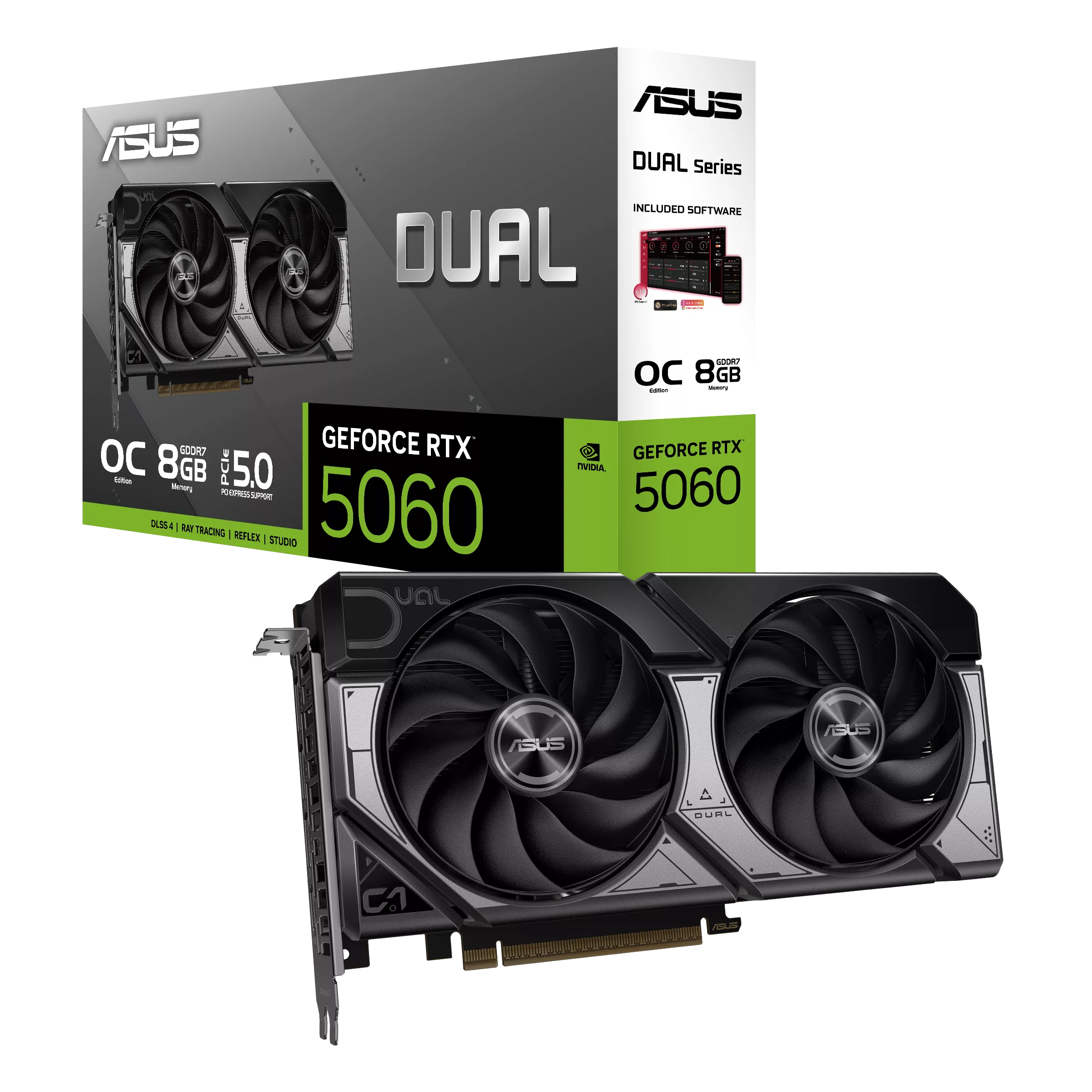 Asus GeForce RTX 5060 Dual OC 8GB GDDR7 PCI-Express Graphics Card Asus GeForce RTX 5060 Dual OC 8GB GDDR7 PCI-Express Graphics Card - Image 1