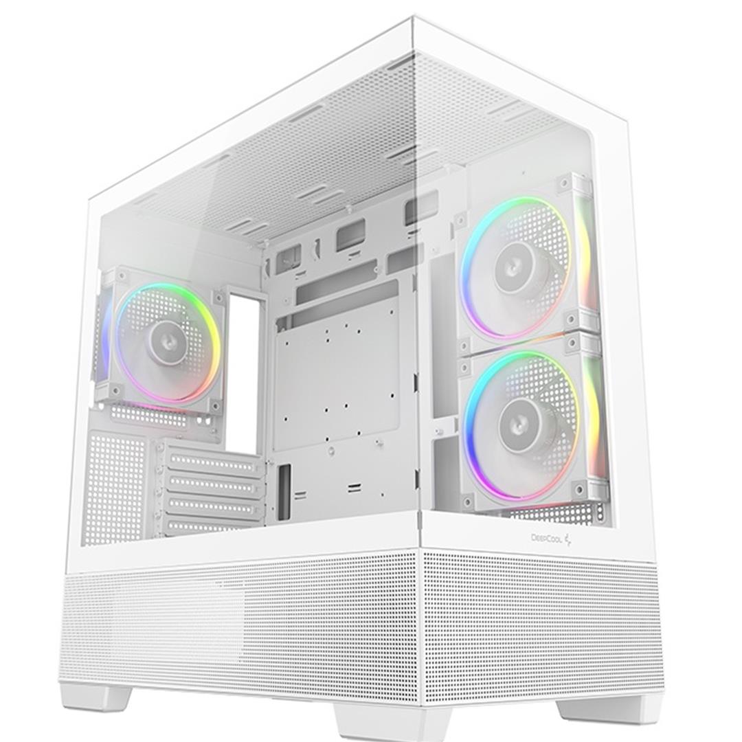 DeepCool CG380 3F DeepCool CG380 3F Micro-ATX Gaming Case Case White Panoramic Tempered Glass Side Panel, Mesh Airflow Front - Image 1
