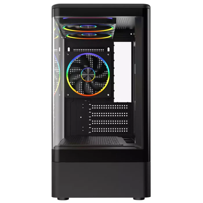 CiT F3 Black Micro-ATX Curved Window PC Gaming Case with 3 x 120mm ARGB Fans - Image 2
