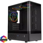 CiT F3 Black Micro-ATX Curved Window PC Gaming Case with 3 x 120mm ARGB Fans