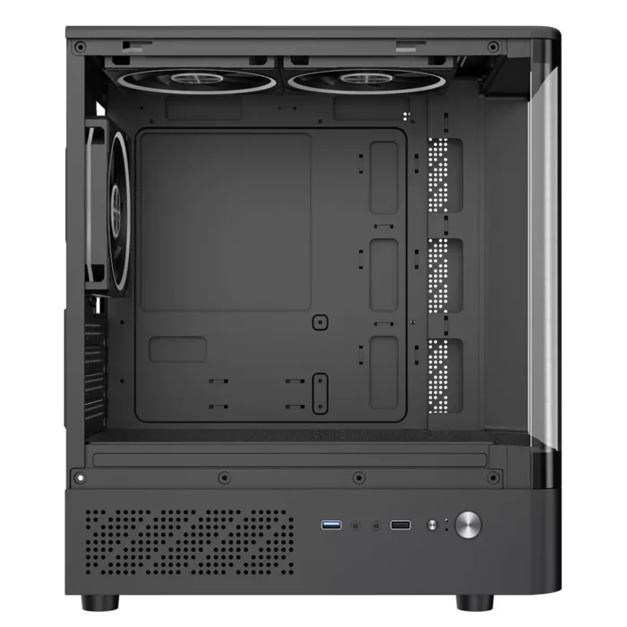 CiT F3 Black Micro-ATX Curved Window PC Gaming Case with 3 x 120mm ARGB Fans - Image 4