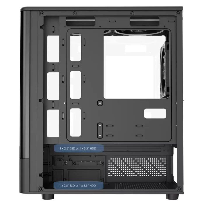 CiT F3 Black Micro-ATX Curved Window PC Gaming Case with 3 x 120mm ARGB Fans - Image 5