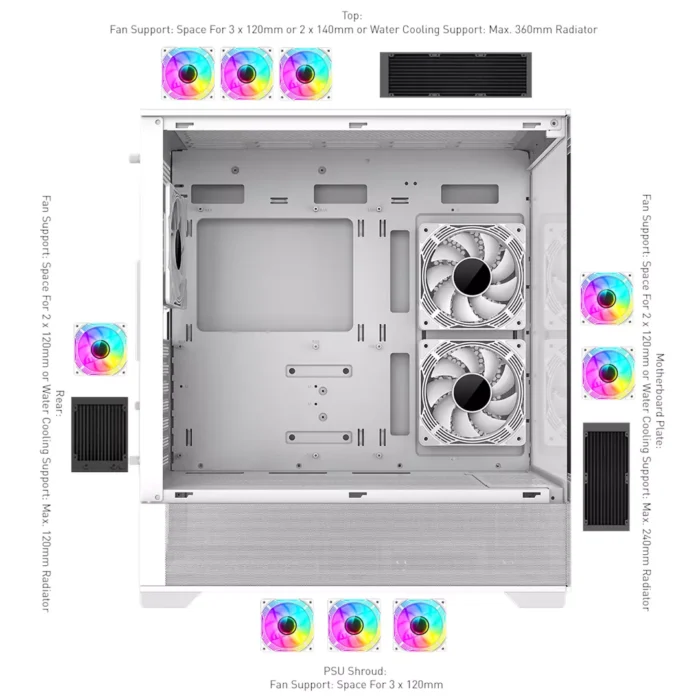 GameMax Vista AW White ATX Case - Image 3